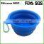 Food Grade Silicone BPA Free FDA Approved Foldable Expandable Cup Dish for Pet Cat Food Water Feeding Portable Travel Bowl