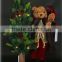 XM-A6002B 20 inch lighted forest bear hugging 24 inch tree for christmas decoration