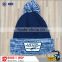 Navy stitching knitted custom acrylic beanie with logo embroidery                        
                                                Quality Choice