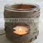 natural material wooden craft birch bark glass candle holder