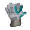 Free sample green double palm cow leather working gloves