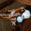 Handmade Vintage Porcelain Beads Bracelet Leather Woven Bracelets