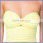 Charming stripe bandeau connectors women bikini one piece high cut swimwear