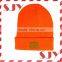 100%arcylic knit custom leather patch beanies
