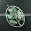40x55mm Oval Handmade Wiring Tree in Random Green Jade Jasper Stone Pendant Charm DIY Supplies 1820244