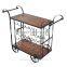 HomCom 32" 35 Bottle Metal and Wood Wheeled Wine Rack Cart - Black/Wood