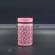 round shape clear glass canister in pink coat