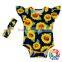 Sunflower Organic Cotton Baby Rompers Wholesale Flutter Sleeve Newborn Baby Jumpsuit Clothes Romper Baby