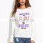 White Slogan Print Raglan Sleeve Sweatshirt Round Neck 100 French Terry Printed Sweatshirt Custom Logo Whosale