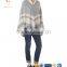 Strips and Tassel Knitted Cashmere Poncho Shawl