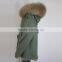 Myfur China Wholesale Fur Parka Mujer with Real Fox Fur Lining Raccoon Fur Collar Hooded