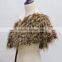 High Quality Lady Shawl With Fake Fur Collar and Cuff Fashion Scarf Cape