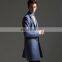 Latest Design Full Length Three Buttons Navy Wool Blend Three Quarter Coat