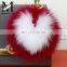 2015 Lovely Handmade Hot-selling Bag Accessories Heart Pompom Fox Fur Keychain