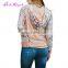 Factory Price pink plum velvet latest design crewneck sweatshirt with pockets