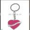 Custom logo metal heart rhinestone keychain