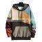Custom LOGO plus size  cut and sew patchwork multi color block Personalized stitching casual sports sweater hoodie for men