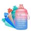 one Gallon large capacity drinking portable durable plastic gym sports time marker gallon water bottle jug for outdoor lovers