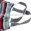 Colorful Stripe Pattern Beach Bag Canvas Webbing Handle Beach Bag With Snap Closure