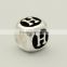 925 sterling sterling silver single letter alphabet bead H for DIY charm European bracelet