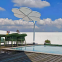 Flower-shaped patio umbrella for sunshade in hotel outdoor areas New hydraulic rod design