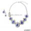 Romantic sparkly blue rhinestone necklaces with matching earrings