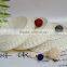 Natural wicker white round gift basket in supermarket