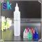 30 ml long thin slim unicorn bottle with clear dropper cap in different color made in China