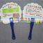 fancy 13cm handle round design PP plastic custom Chinese hand fan souvenir advertising hand fan