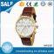 Gold plated alloy case classic men leather band business watch