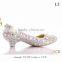 OW08 lady low heel wedding shoes big size crystal design safety shoes for mature women