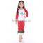 wholesale children's boutique Christmas pajamas baby girls red cotton cartoon ruffle sets for Christmas