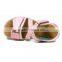2016 Hot Selling Summer Beautiful Girls Pink X Strap Leather Sandals