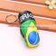 wholesale hot sell PVC leather Brazil flag boxing glove keychain/Brazilian flag boxing glove keyring