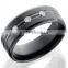 Men's wedding band in black zirconium black titanium ring with simulated stones