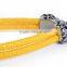 Genuine Polished Stingray Skin Leather Magnetic Bracelet Yellow with Silver plated lion head, men's bracelet