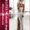 Wholesale fashion spangle white Two piece fashion sexy ladies prom dress