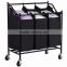VIVINATURE Heavy Duty 3Bag Laundry Sorter Cart With Chrome Plating Process