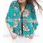 Plus Size Loose V-neck Bat Sleeve Printed Women Blouses Fashion Women Tops