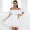 New Fashion Ladies Off Shoulder Lace Dress White