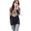 Spring free size new design korean style fashion cotton leopard stitching long sleeve apparel t shirt