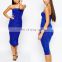 China Supplier Sexy Ladies Royal Blue Strapless Dress Midi Pencil Evening Dress