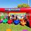 Outdoor movable inflatable ride playground, 3 horses fun derby family race ride facilities