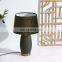 Reliable quality home decorative vintage dark green porcelain night table light with flannelette lampshade