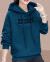 Sweater women's loose long-sleeved t-shirt autumn and winter new style Korean version plus fleece hooded sweater for fall and winter women women's coat jacket women loose shirt women blue double horizontal letters [plus fleece thickening] M 95-110 catties