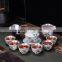 99 silver kung fu tea set, ceramic teapot, 6 gilt silver tea cups