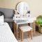 Vanity Set with Touch Screen Dimming Mirror, 3 Color Lighting Modes, Dressing Table with 4 Sliding Drawers