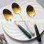 Marble Handle Portable Table Luxury Wedding Cutlery Golden Forks Spoons Stainless Steel Flatware Set
