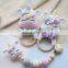 Handmade Crochet Unicorn rattle/teether and pacifier clip Set Baby Gift Doll Kid's Toy Vietnam Supplier Cheap Wholesale