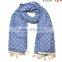 Wholesale Latest Polka Dot Printed Cotton Linen Children Girls Scarf With Tassels